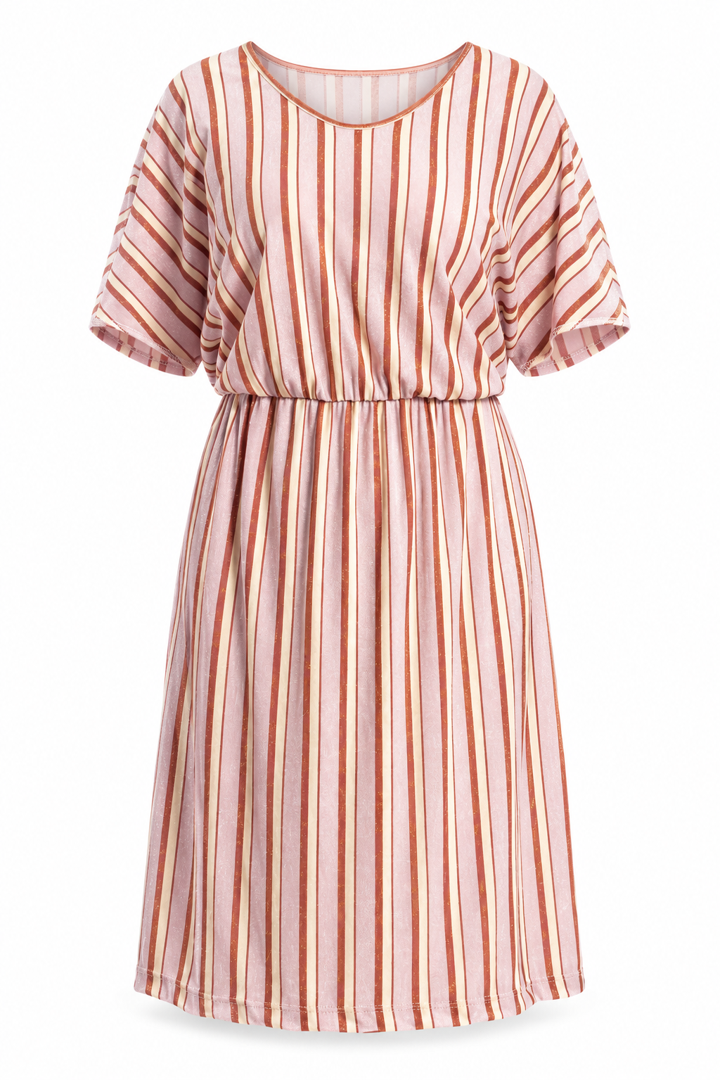 ABITO CORTO STAMPA RIGHE IN LUREX - ROSA